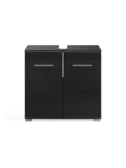 Badkombination in schwarz/schwarz hochglanz - (B) 60 x (H) 182 x (T) 34