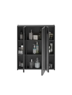 Badkombination in schwarz/schwarz hochglanz - (B) 60 x (H) 182 x (T) 34