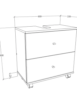 Badmöbel Badunterschrank Rollen Schublade Nilosi L in Honig-Eiche / Weiß