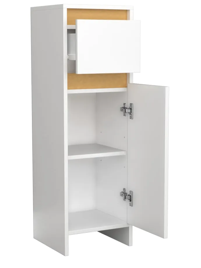 Badmöbel Midischrank Badschrank Schublade Malira in Weiß / Honig-Eiche