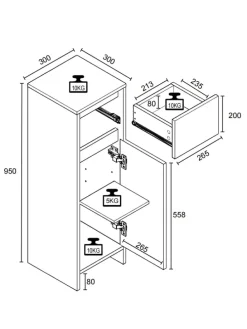 Badmöbel Midischrank Badschrank Schublade Malira in Weiß / Honig-Eiche