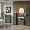 Badmöbel Set 5-tlg. XXL Badschrank Unterschrank Badkommode Badset in Graphit