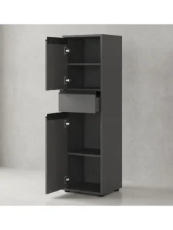 Badmöbel Set 5-tlg. XXL Badschrank Unterschrank Badkommode Badset in Graphit