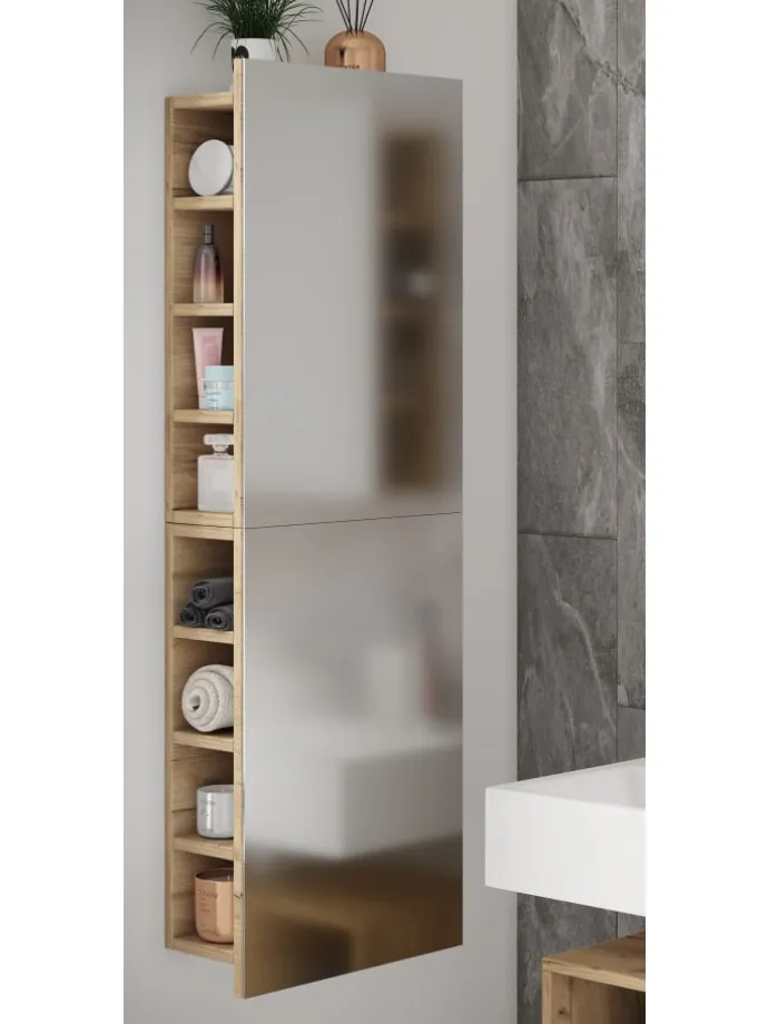 Badmöbel Spiegelschrank Spiegel Flandu XL in Honig-Eiche