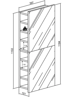Badmöbel Spiegelschrank Spiegel Flandu XL in Weiß