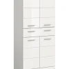 Badmidischrank in weiß/weiß hochglanz - (B) 74 x (H) 141 x (T) 31