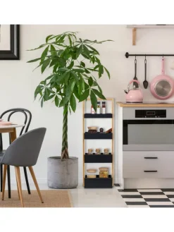 Badregal in Natur/ Schwarz - (B)30 x (H)88 x (T)18 cm