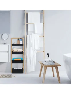 Badregal in Natur/ Schwarz - (B)30 x (H)88 x (T)18 cm