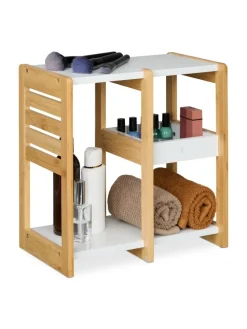 Badregal in Natur/ Weiß - (B)34 x (H)35 x (T)20 cm