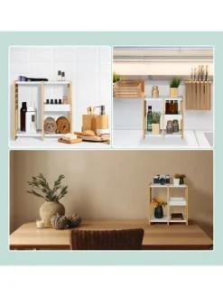 Badregal in Natur/ Weiß - (B)34 x (H)35 x (T)20 cm