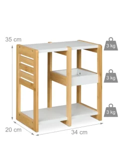Badregal in Natur/ Weiß - (B)34 x (H)35 x (T)20 cm