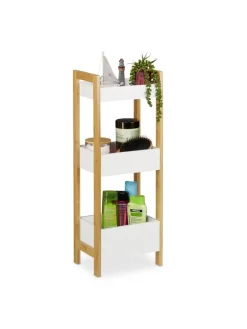 Badregal in Natur/ Weiß - (B)28 x (H)74,5 x (T)20 cm