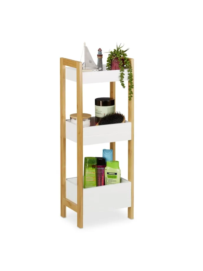 Badregal in Natur/ Weiß - (B)28 x (H)74,5 x (T)20 cm