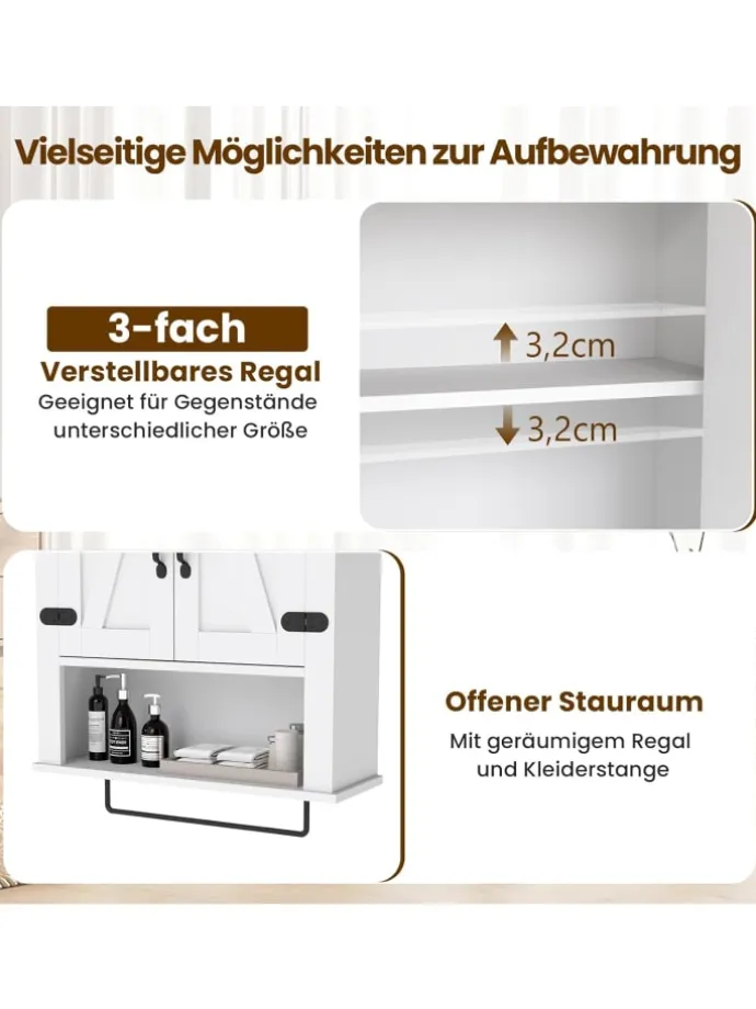 Badschrank hängend 60 x 20 x 72,5 cm in Weiß