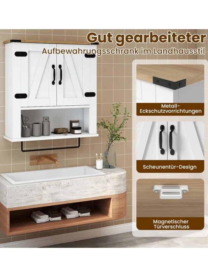 Badschrank hängend 60 x 20 x 72,5 cm in Weiß