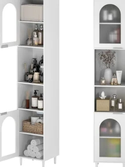 Badschrank Hochschrank schmal in Weiß