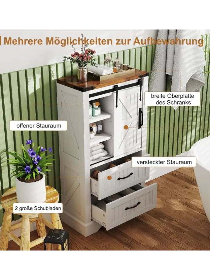 Badschrank Holz 105cm in Weiß