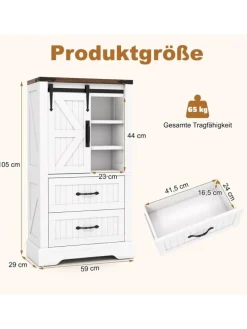 Badschrank Holz 105cm in Weiß