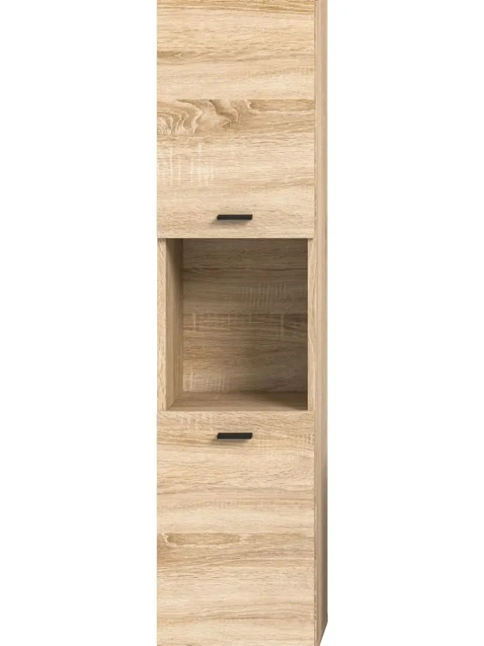 Badschrank in Eiche Sonoma Nachbildung - (B) 30 x (H) 125 x (T) 29