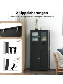 Badschrank mit 2 Schubladen in Schwarz