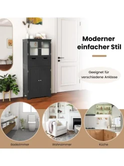 Badschrank mit 2 Schubladen in Schwarz