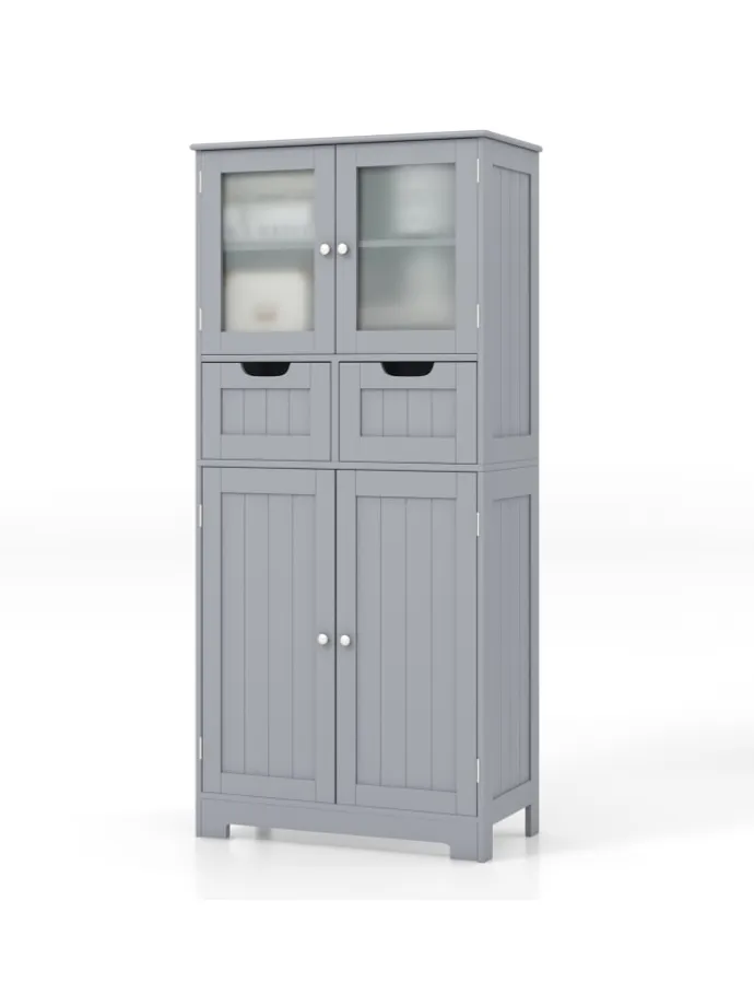 Badschrank mit 2 Schubladen in Grau