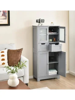 Badschrank mit 2 Schubladen in Grau