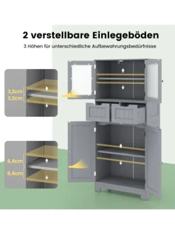 Badschrank mit 2 Schubladen in Grau