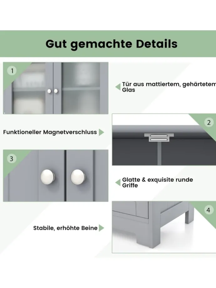 Badschrank mit 2 Schubladen in Grau