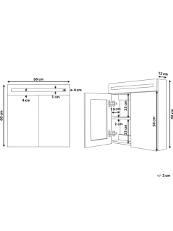Bad-Spiegelschrank JARAMILLO in Weiß/Silber - (W) 60 x (H) 60 x (L) 12 cm