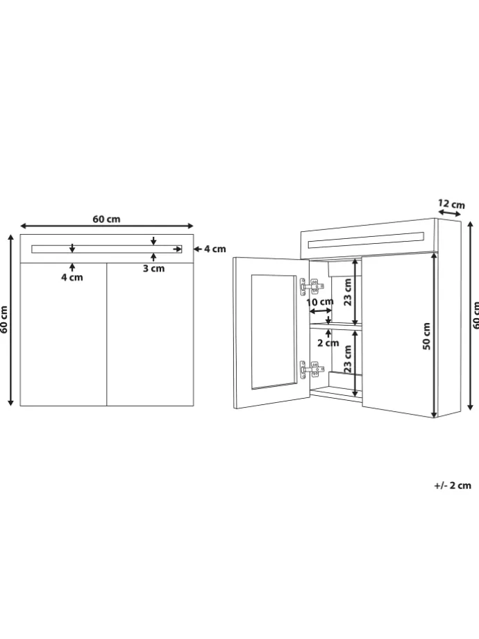Bad-Spiegelschrank JARAMILLO in Weiß/Silber - (W) 60 x (H) 60 x (L) 12 cm