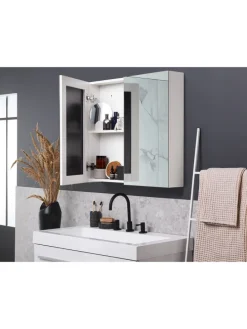 Bad-Spiegelschrank NAVARRA in Weiß/Silber - (W) 80 x (H) 70 x (L) 14 cm