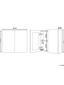 Bad-Spiegelschrank NAVARRA in Weiß/Silber - (W) 80 x (H) 70 x (L) 14 cm