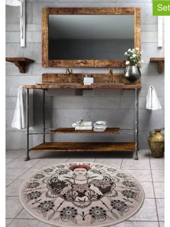 Badvorleger in Creme/ Schwarz/ Rot