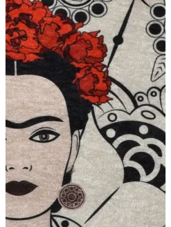 Badvorleger in Creme/ Schwarz/ Rot