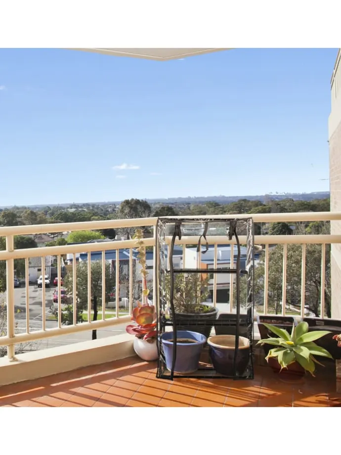 Balkongewächshaus in Schwarz/ Transparent - (B)48 x (H)80 x (T)24,5 cm