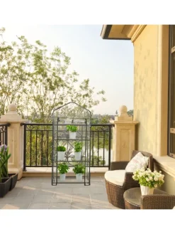 Balkongewächshaus in Schwarz/ Transparent - (B)59 x (H)126 x (T)37 cm