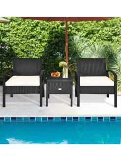 Balkonmöbel 3 tlg. Set in Schwarz