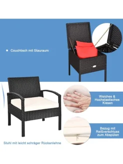 Balkonmöbel 3 tlg. Set in Schwarz