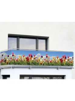 Balkonsichtschutz ''Tulip Meadow'' in Bunt - (L)85 x (B)500 cm