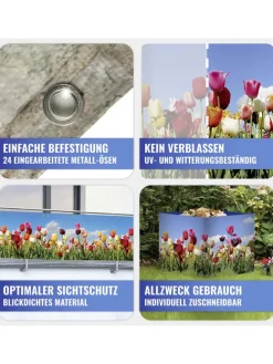 Balkonsichtschutz ''Tulip Meadow'' in Bunt - (L)85 x (B)500 cm