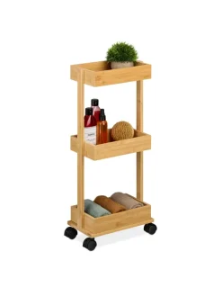 Bambus-Rollwagen in Natur - (B)31 x (H)71,5 x (T)18 cm