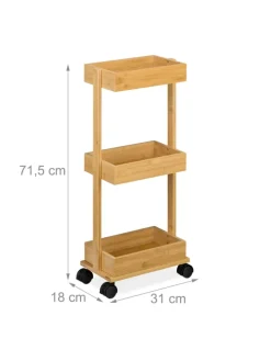 Bambus-Rollwagen in Natur - (B)31 x (H)71,5 x (T)18 cm