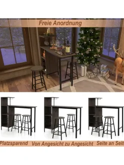 Bartisch mit Barhocker Set in Anthrazit