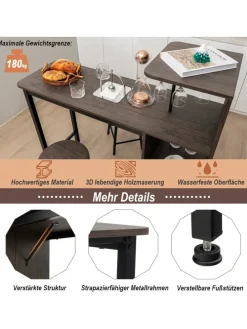 Bartisch mit Barhocker Set in Anthrazit