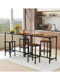 Bartisch mit Barhocker Set in Braun