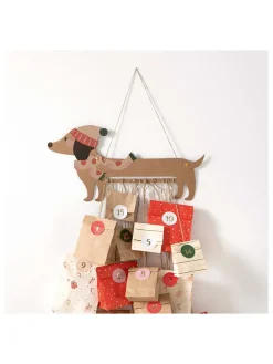 Bastelset "Adventskalender - Dackel" in Natur/ Rot