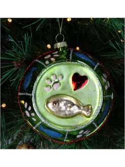 Baumschmuck "Cat Bowl" in Grün - (H)10 cm