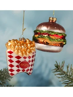 Baumschmuck POMMES Frites Fritten Glas Ahnänger in gold, rot