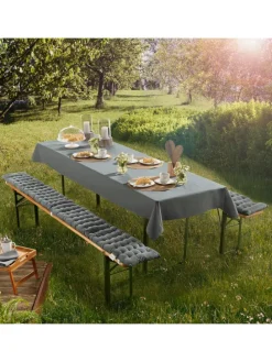 Baumwolle Bierbank-Auflage 2er-Pack Seattle in grau